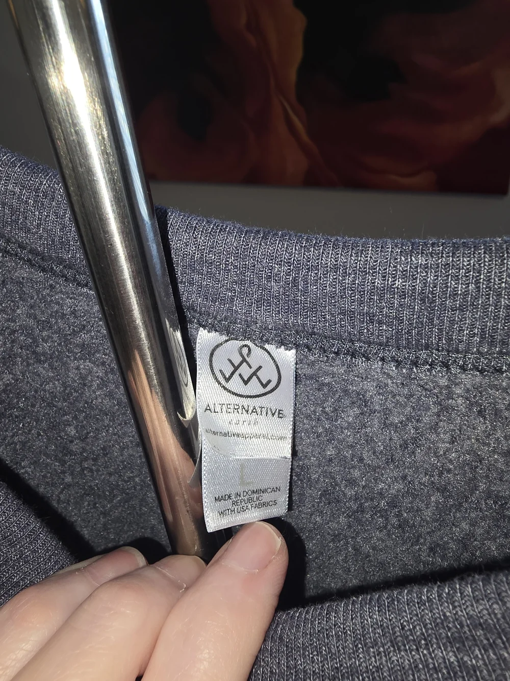 Alternative Men's Heather Gray Crewneck Sweatshirt with Embossed 'SMILE' Logo